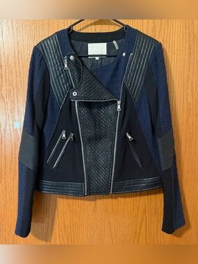 Rebecca Taylor Moto Jacket Navy Black 8